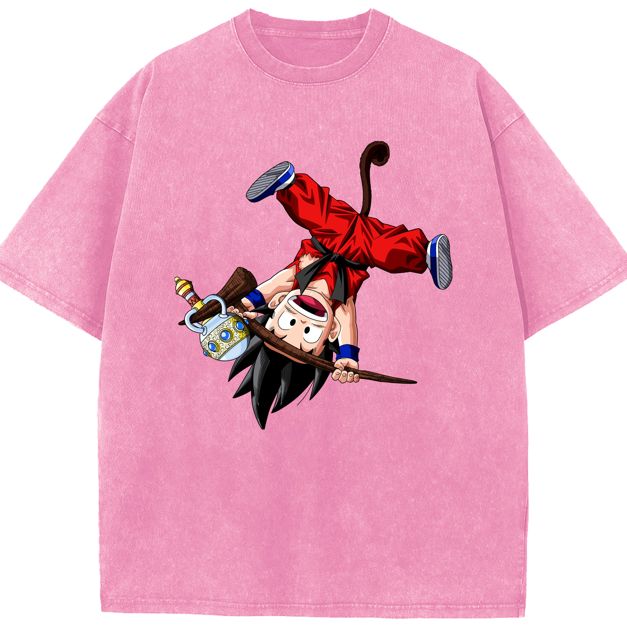 （画像用） ドラゴンボール 孫悟空（そん ごくう）Son Goku カカロット DRAGON BALL Kakarotto 綿100% ヴィンテージ風 半袖Tシャツ（フロントプリント）